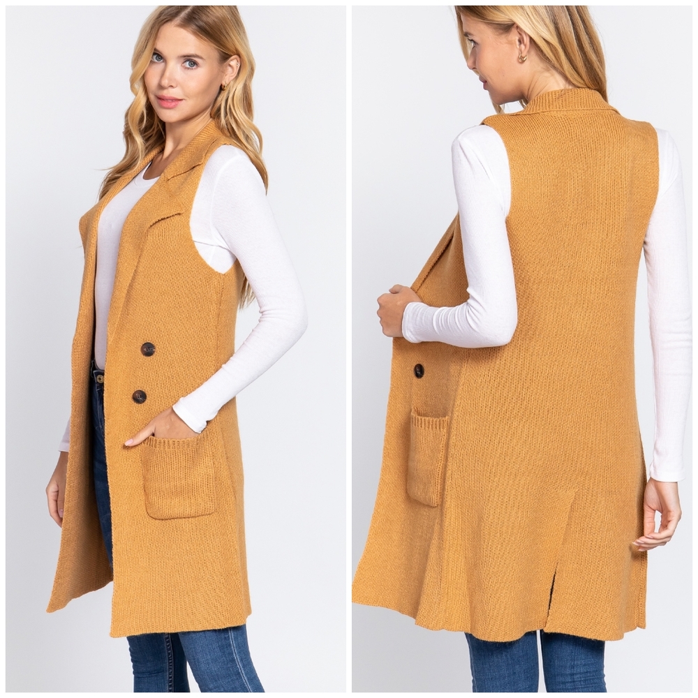 FEW LEFT❗️Cozy Chic Honey Longline Knitted Vest - Picture 4 of 10